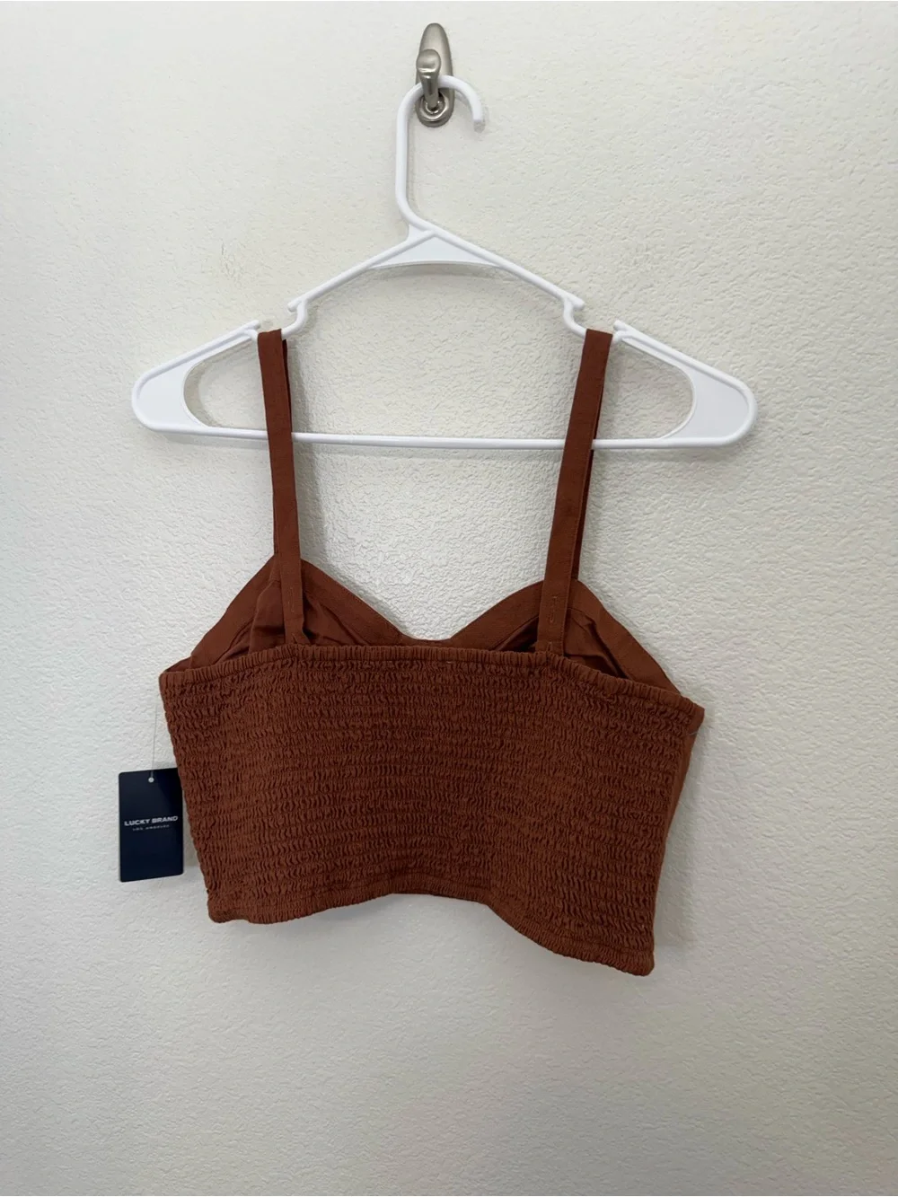NWT Lucky Brand Brown Cotton/Linen Cropped Tank Top Women's Medium - Picture 2 of 8